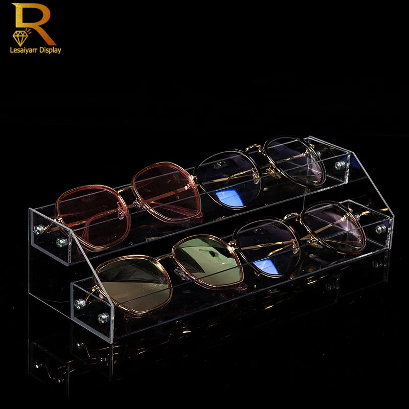 

Professional 30cm Length Acrylic Sunglasses Display Stand Eyeglasses Showing Rack box Showcase Jewelry Glasses Holder Detachable