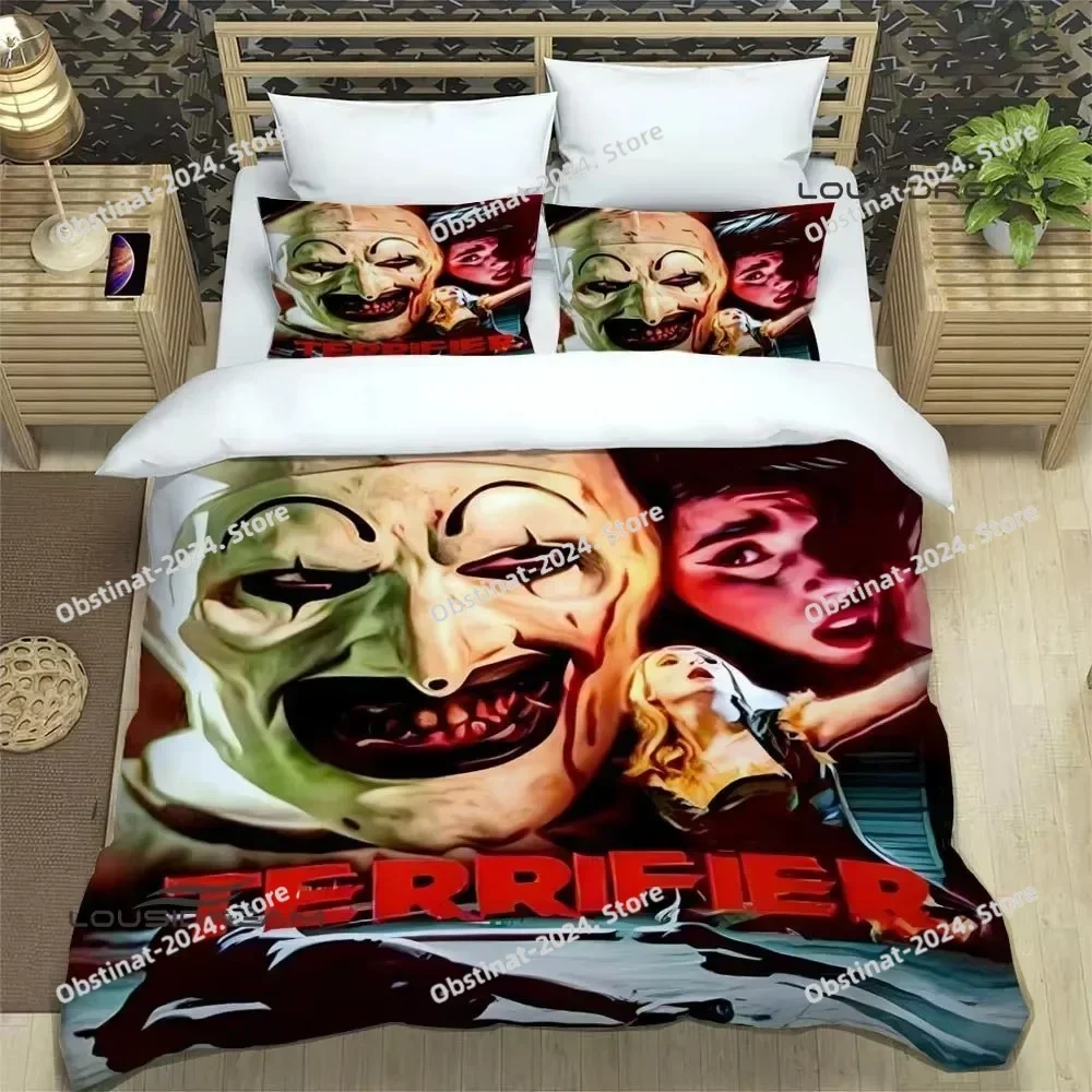 Terrifier horror printed Printed Bed Set Duvet Cover Pillowcase Bedding Set Bed Linen Sheet Quilt Cover Full Queen King Size