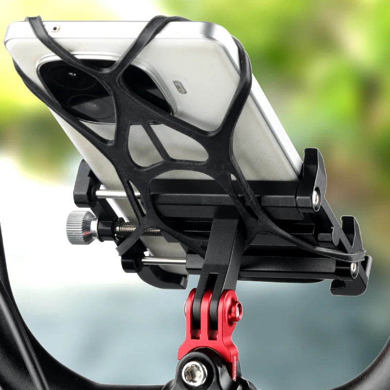 Supporto per smartphone per manubrio pieghevole per bicicletta, supporto superiore per tubo sterzo, rack in lega di alluminio lavorato a CNC, adatto per l'adattamento della fotocamera GoPro
