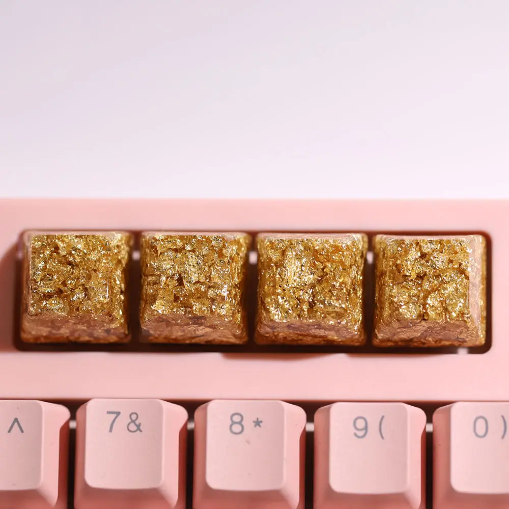 Gold foil keycap cross axis mechanical keyboard esc space bar light-transmitting resin keycap