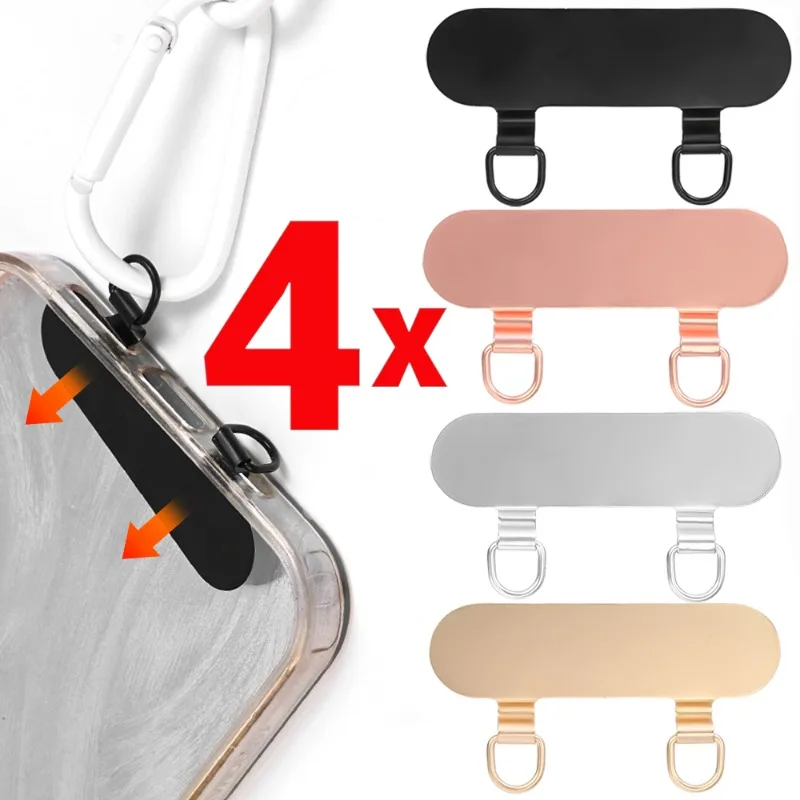 4/1Pcs Upgrade Sturdy Stainless Steel Phone Lanyard Tether Tab Ultra-thin Patch Cellphone Replacement Metal Hanging Strap Gasket