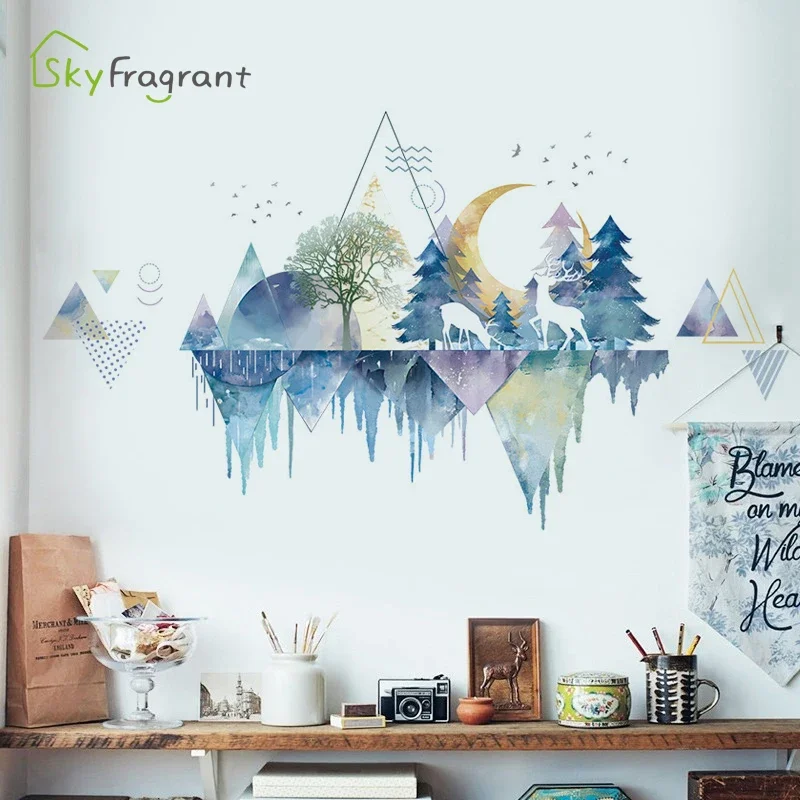 Creative Landscape Painting Wall Stickers Living Room Decor TV Sofa Background Stickers Home Decoration Bedroom Wall Sticker