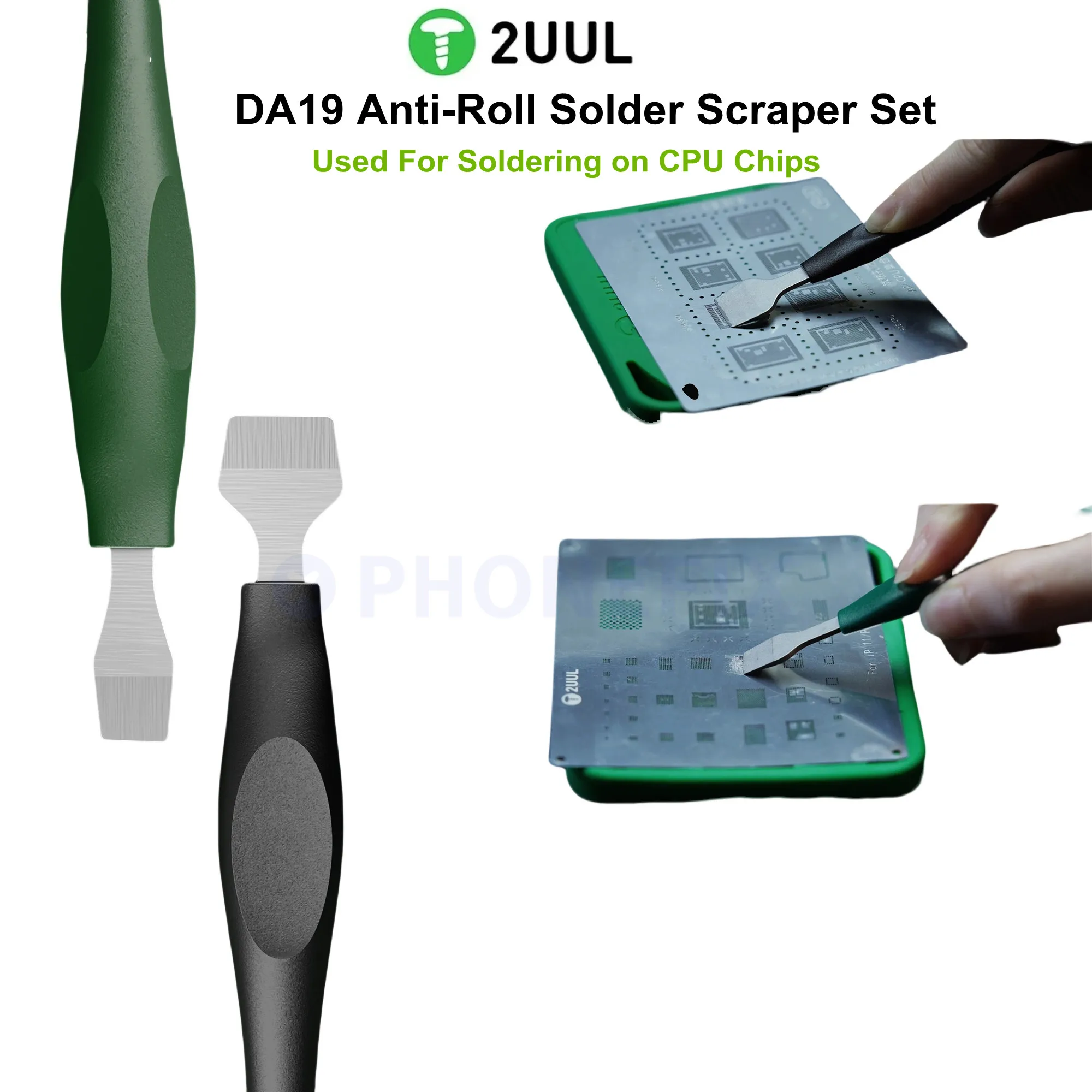 2UUL DA19 Metal Tin Scraping Knife Solder Paste Mixing Knife Pry Opening Spudger,CPU Stencil Tin Paste Stirring BGA Pry Bar tool