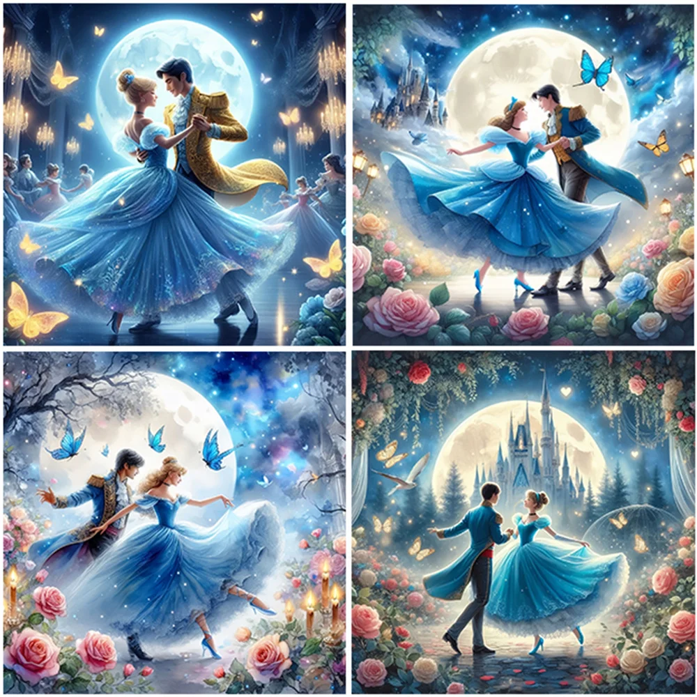 Disney Diamond Mosaic Cinderella Cross Stitch Painting Prince Princess Full Square Embroidery Rhinestones Picture Wall Art