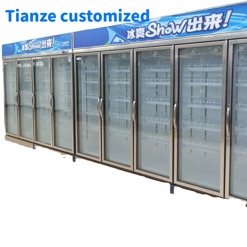 (Customized) Vertical Glass Door Supermarket Beverage Display Deep Display Refrigerator Freezer