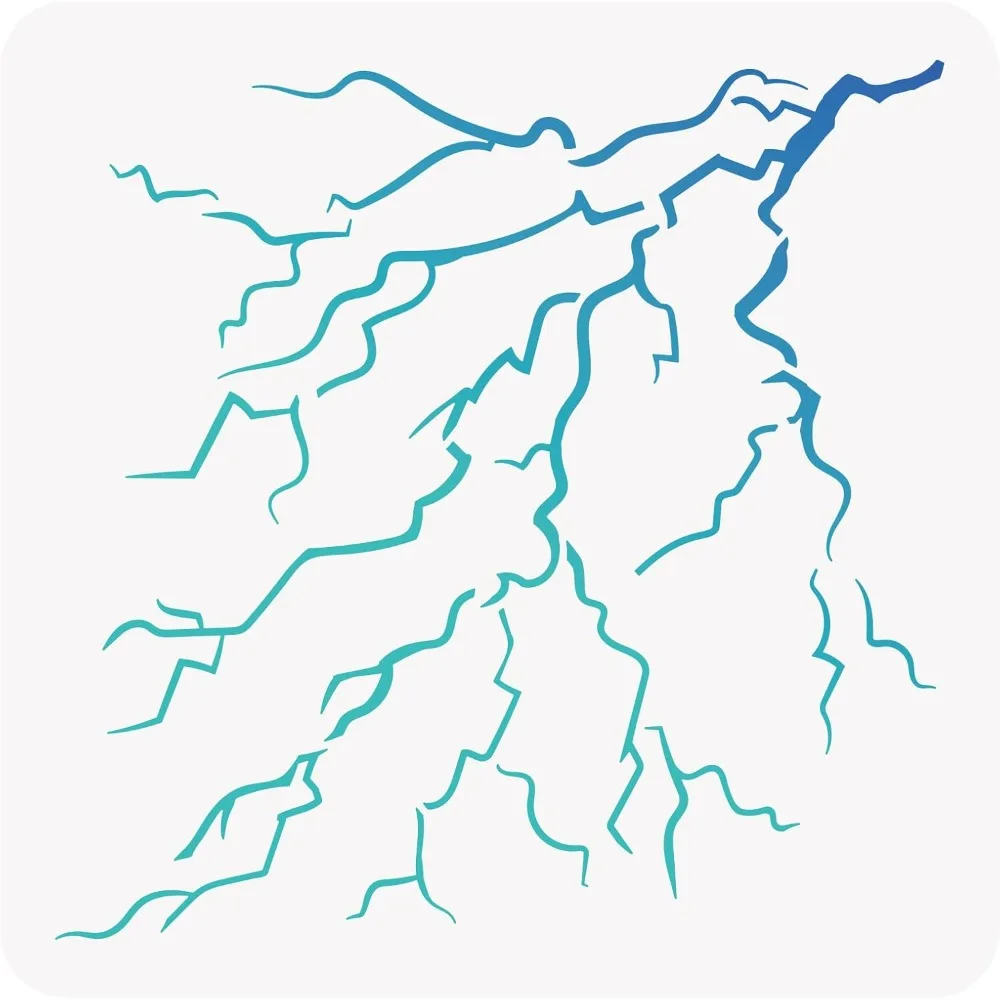 Lightning Bolt Stencil 12x12 Weather Nature Storm Pattern Drawing Templates for Scrapbooking Fabric Floor Furniture