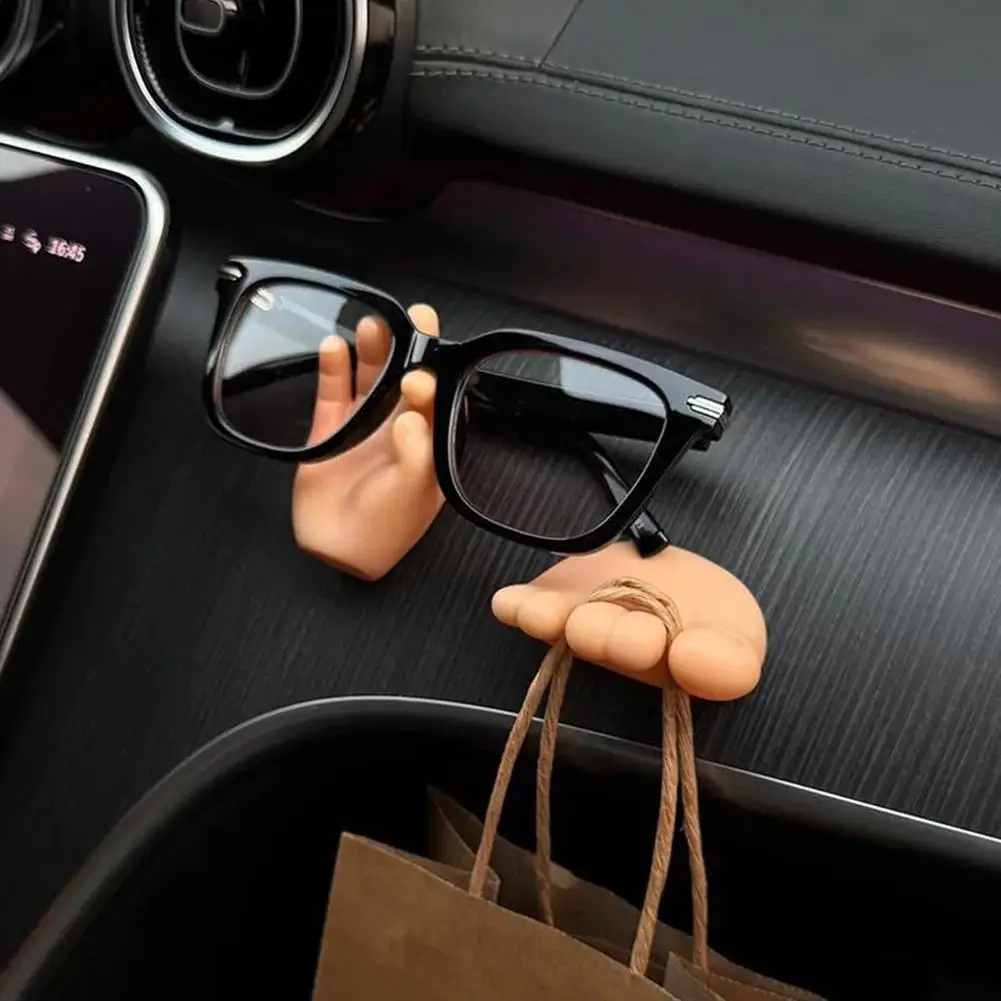 Creative Hand Foot Shaped Dashboard Storage Holder Glasses Key Charging Cable Clip Car Interior Organizer Decorations