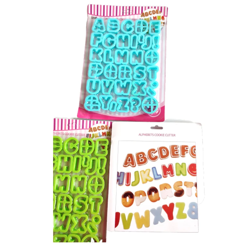 34PCS Alphabet Letter Biscuit Cookie Cutter Fondant Plastic Press DIY Cookie Embossed Mold Decorating Kitchen Pastry Baking Tool