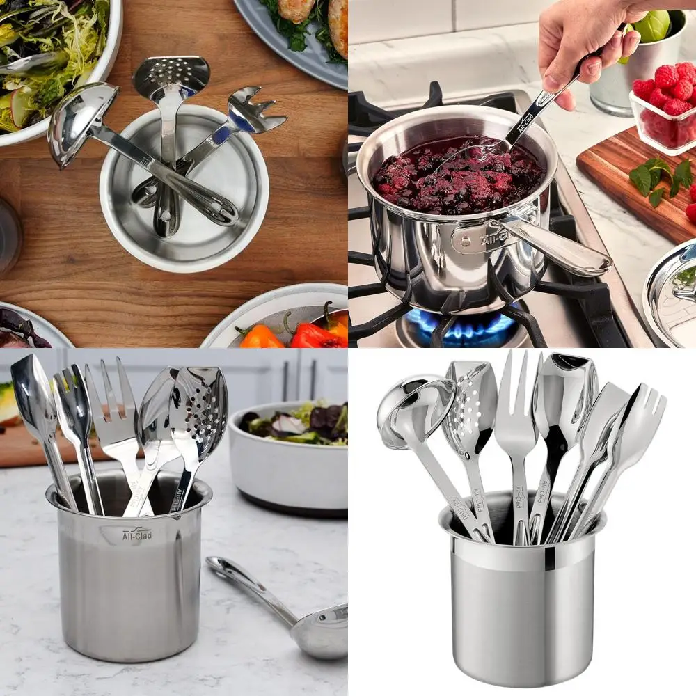 5-Piece Stainless Steel Specialty Kitchen Tool Set with Silver Caddy
