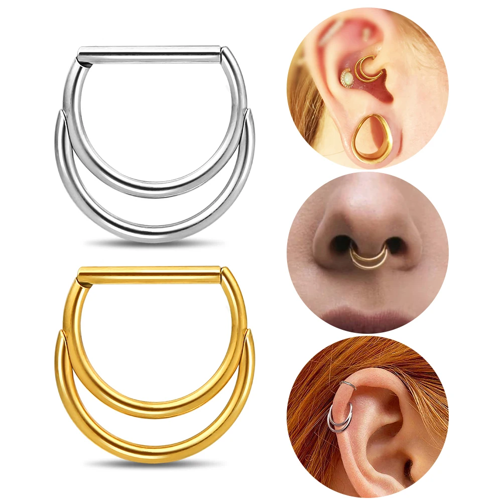 Giga Surgical Steel 16G Nose Rings for Women, Septum Rings Hoop for Men, Cartilage Clicker Hoop Earrings for Rook Daith Tragus