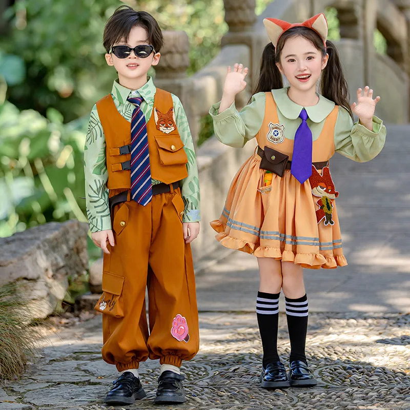 

Boys Nick Wilde Cosplay Costumes Set Girls Zootopia 2 Fox Outfits Halloween Stage Performance Fancy Dress Party Clothes