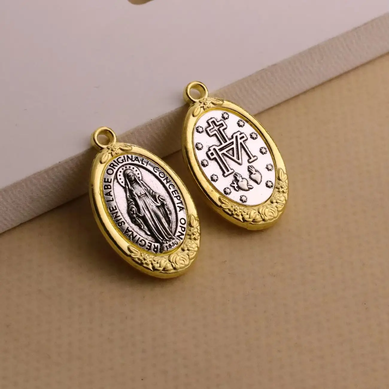 10 Uds. Colgante Medalla Milagrosa católico Nuestra Señora Virgen María dijes DIY hacer collar adornos accesorios de joyería