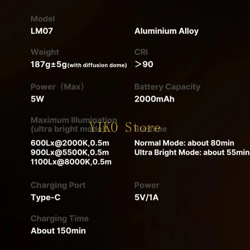 K32C Waterproof Photography Light Zoomable Fill Light with Long Battery 2000mAh Long Service for Versatiled Use