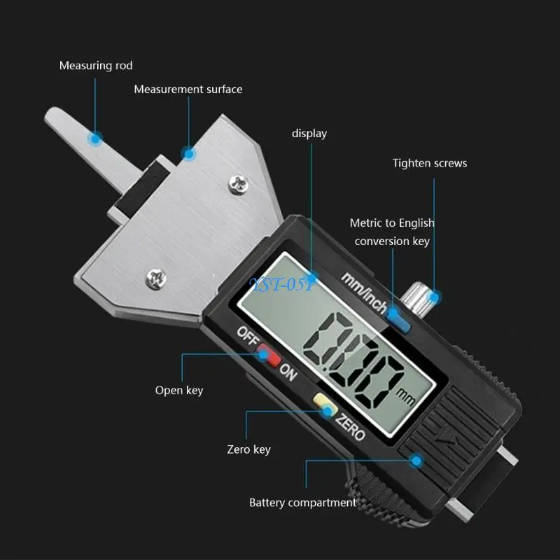 E15A سيارة الإطارات فقي عمق اختبار المقاوم للصدأ شاشة ديجيتال 0-25.4 مللي متر متر مقياس لشاحنة الإطارات فقي مدقق أدوات الرصد