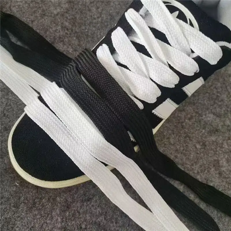 1 Paar 2 cm breite flache Schnürsenkel weiß schwarz Schnürsenkel für Sneaker Sport Casual Sport Schnürsenkel Frühling Herbst Schnürsenkel – Detail 4