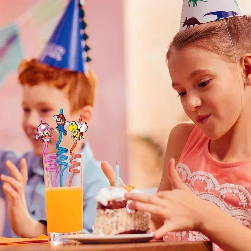 8 قطعة لعبة ماريوس بروس شفاطات للشرب Kawaii قابلة لإعادة الاستخدام القش حفلة عيد ميلاد الديكور استحمام الطفل أنيمي لوازم الحفلات لعبة هدية