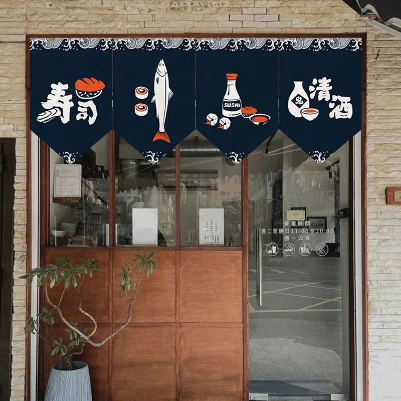 Japanese Hanging Short Curtain Food Kitchen Triangle Flag Curtain Sushi Restaurant Small Half-curtain Entrance Partition