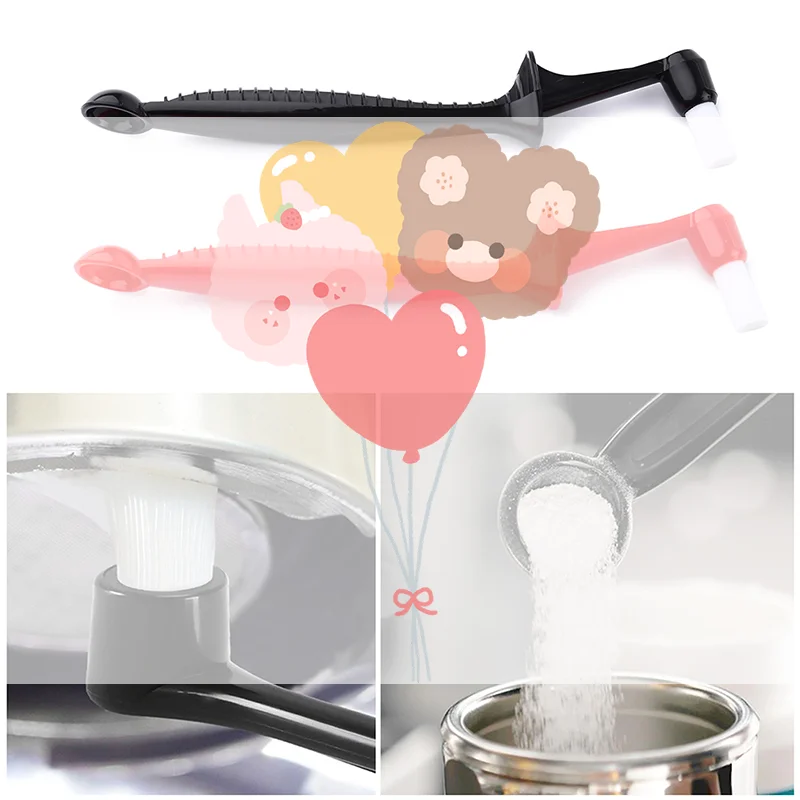 1PC Coffee Brush Espresso Coffee Machine Cleaning Brush Long Handle Integrated Two-In-One With Spoon Cleaning Nylon Brush