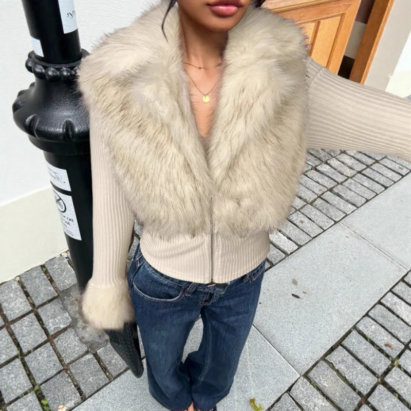 

2026 New Fashion Zipper Slim Knitted Jacket Women Autumn Casual Retro Plush V-neck Long-sleeved Cardigan For Women