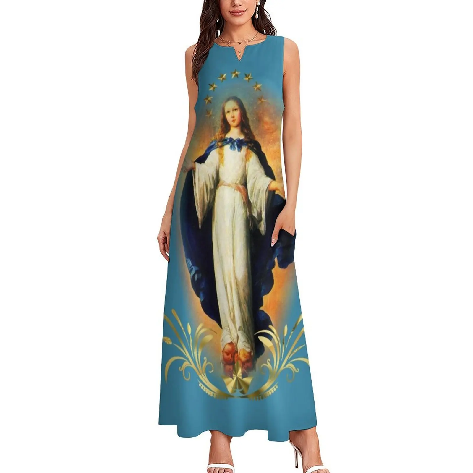 Immaculate Conception Assumption Virgin Mary Nicaragua Patron Saint Long Dress women's fashion dresses Dress