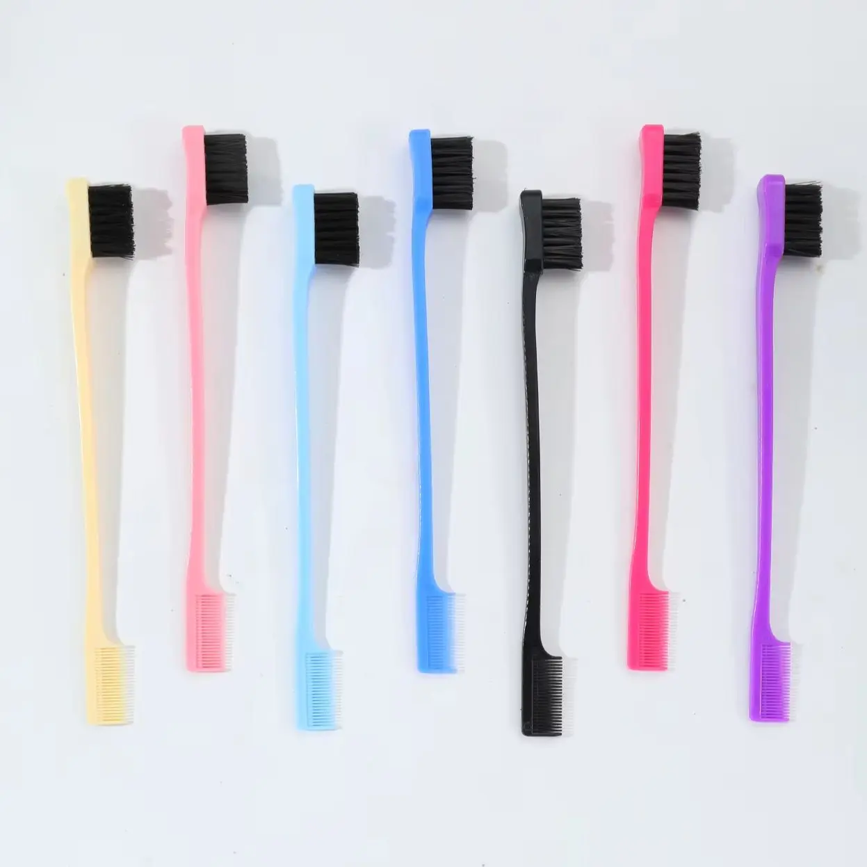 7 قطع من فرشاة الشعر للتحكم في مشط الحواف على الوجهين متعددة الألوان ومضادة للكهرباء الساكنة، 2 في 1، خاصة للشعر المستعار الحقيقي