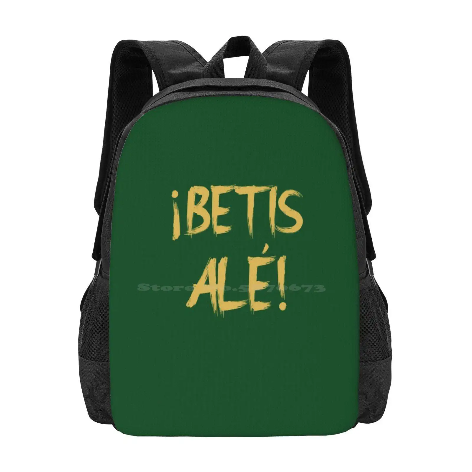 ?Betis Alé! Gold School Bags Travel Laptop Backpack Sevilla Espa?A Spain Los Verdiblancos Verderones Béticos Heliopolitanos Rbb