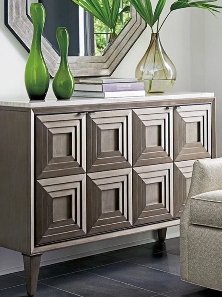 

Modern Minimalist Solid Wood Sideboard Tea Cabinet Custom Living Room Entryway Cabinet