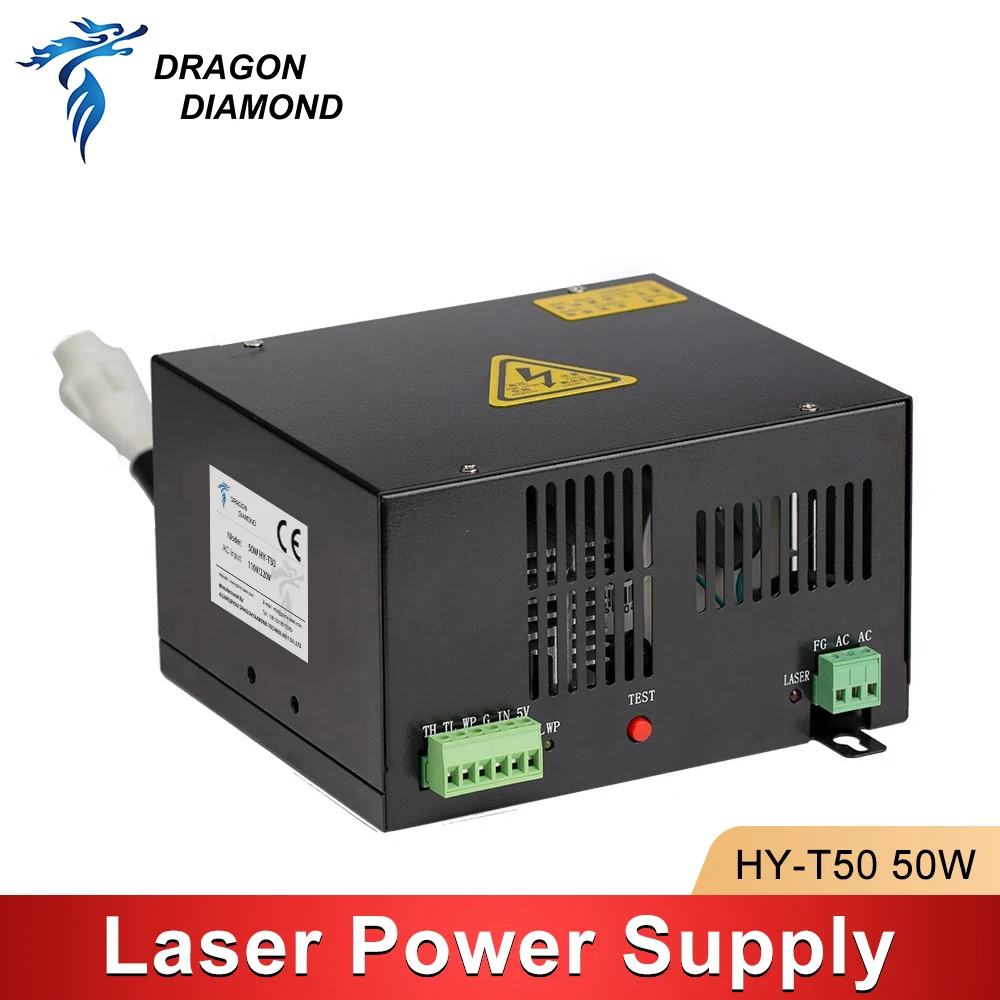 45W-50W Co2 Laser Source Set Laser Tube Dia.50mm Longueur 800mm + Alimentation Laser HY-T50 Pour CO2 Laser Gravure Machine De Découpe