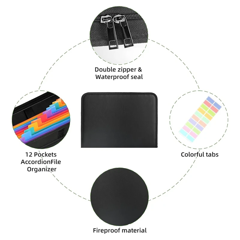 아코디언 문서 정리함, 내화성 문서 정리함, 지퍼 및 탭 문서 정리함, A4 문서, 220 °F