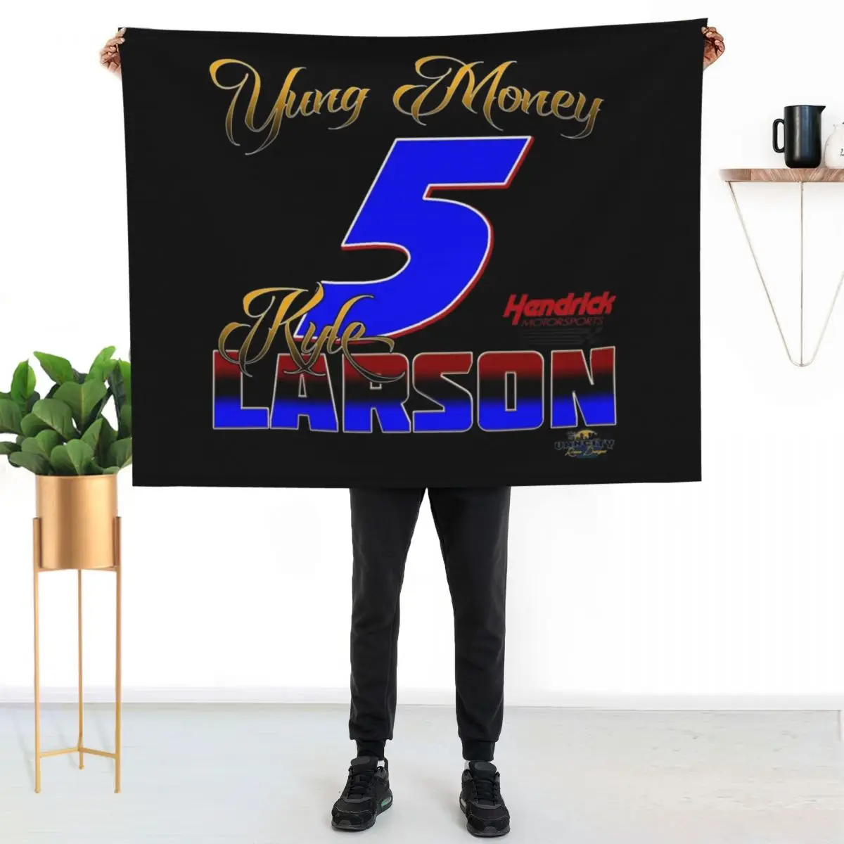 

Kyle Larson Yung Money Gold Edition Throw Blanket Flannel Fleece Soft Warm Throw Blanket