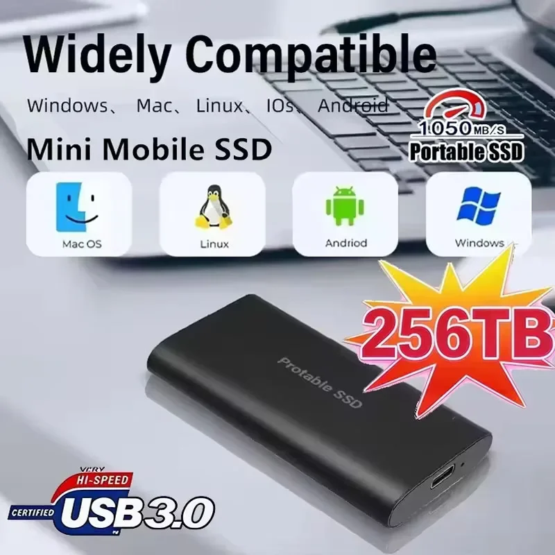 

Portable SSD Hard Drive 2TB 4TB 8TB 256TB Solid-state Hard Disks High Speed Large Capacity Storage Devices for Laptop/MAC