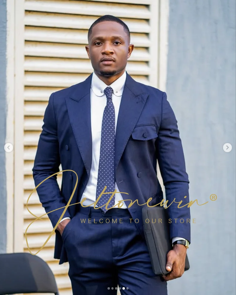 Men's Navy Blue Double Breaste - đánh giá và giá Men Formal Wear Blue