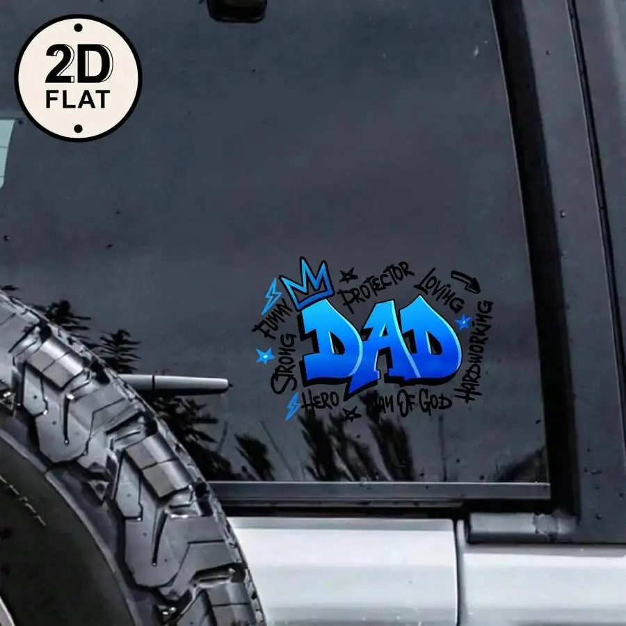 

Car Window Vinyl Sticker Dad Protector Loving Hero Strong Man Of God Automotive Decal