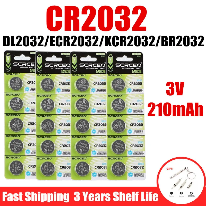 2-80PCS CR2032 Lithium Button DL2032  ECR2032 Battery High-Capacity Compatible with Air Tag Key Calculators Coin Counters Watch
