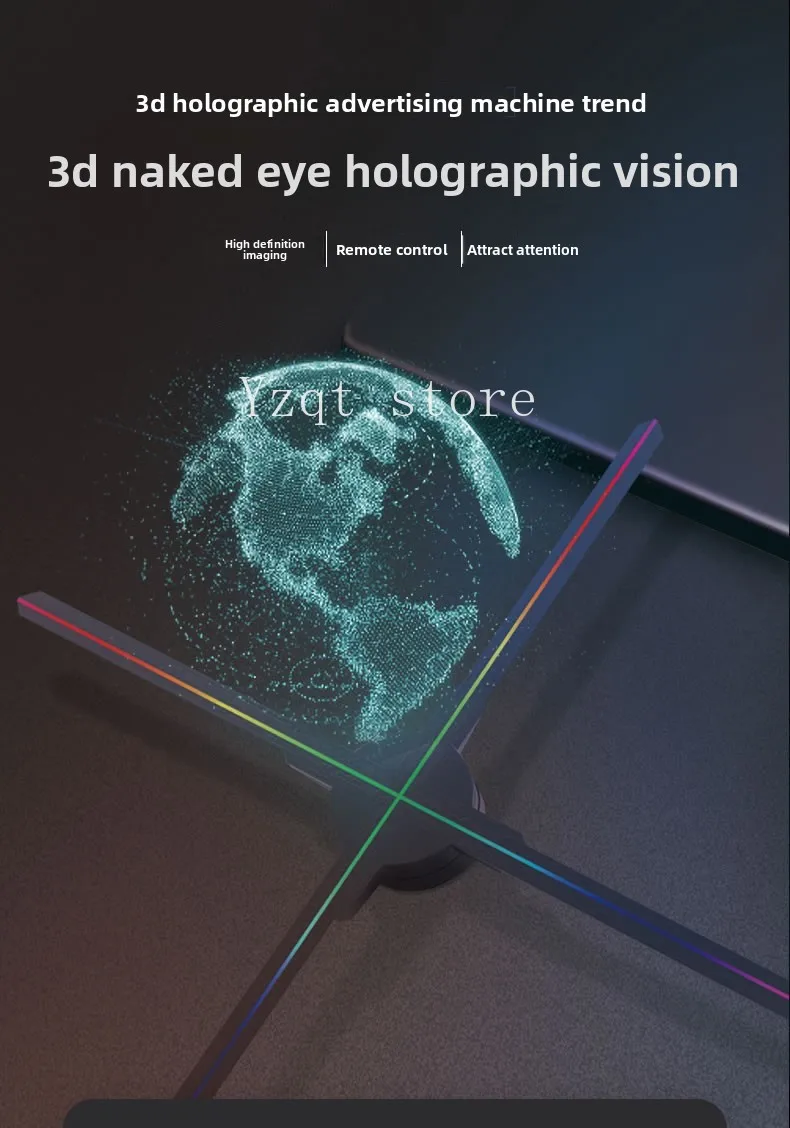 3D holographic fan advertising machine projector floating naked eye light air imaging screenless stereoscopic rotating display