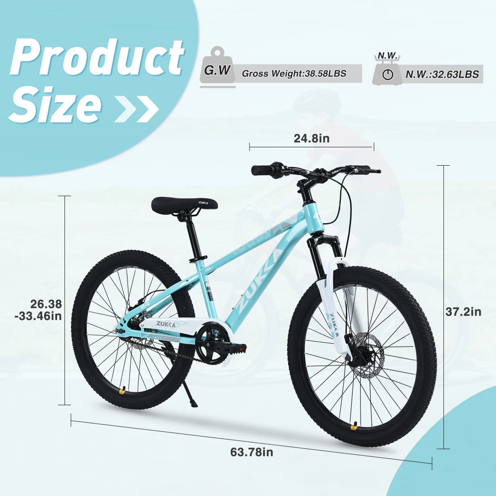Mountain bike da 24 pollici ideale per bambini dai 9 ai 12 anni Colori multipli elegante ciclismo all'aperto avventura Robusta bicicletta MTB per bambini