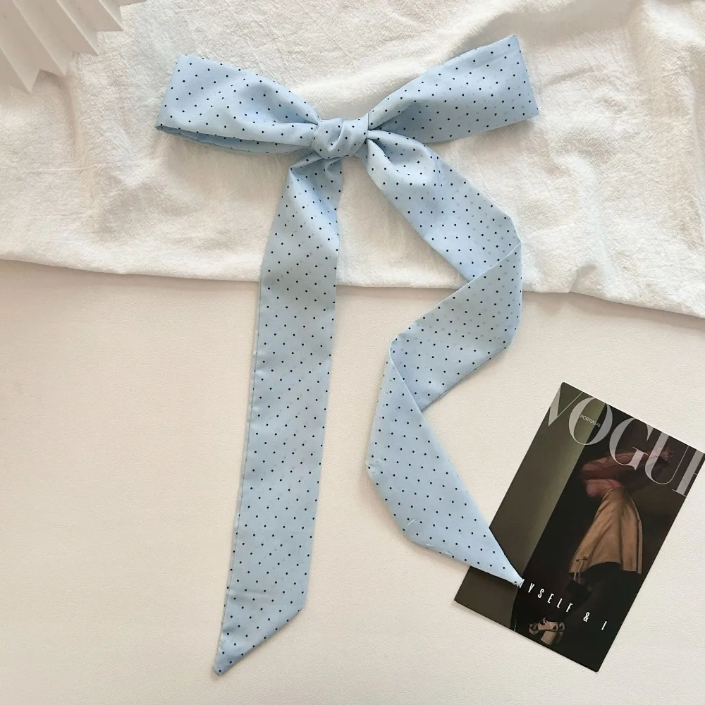 

4 Colors Skinny Silk Scarf Dot Print Foulard Ribbon Scarves HairBand Women Head Scarves Silk Feel Hair Accessories