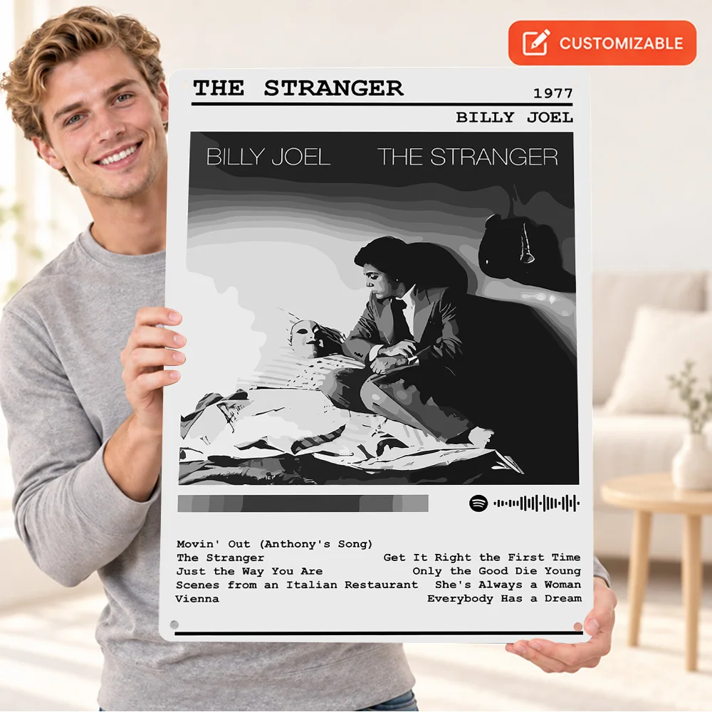 Billy Joel The Stranger Aluminum Poster Personalized Metal Sign Album Cover Design Wall Art For Bedroom Record Collector Gift