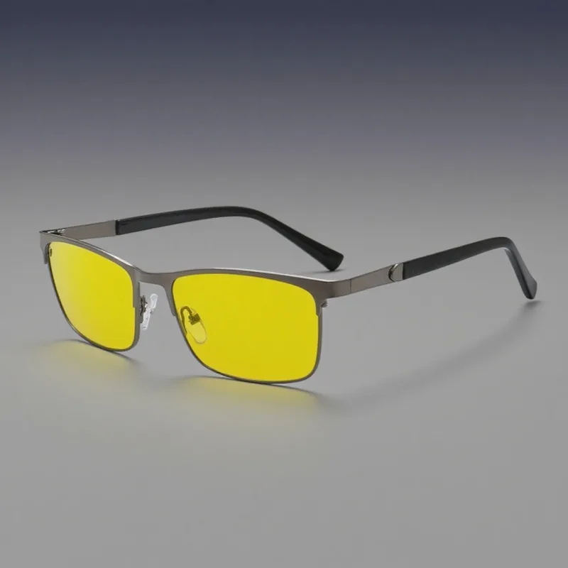 Fashion Metal-Frame Night Vision Glasses Men's Business Polarised Night Driving Eyewear Classic Popular Metal Eyeglasses