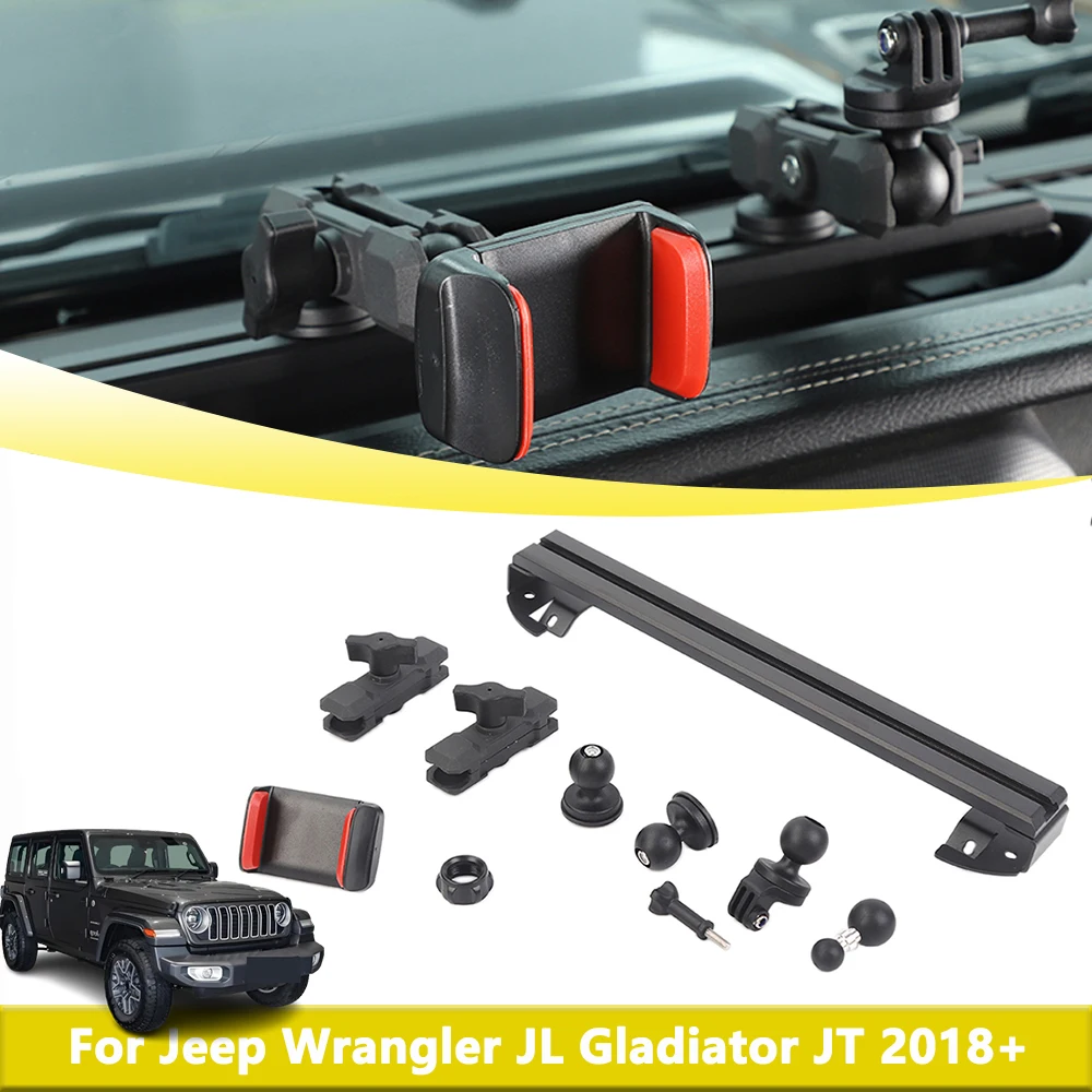 

Расширительный держатель телефона на направляющей центральной консоли, крепление GoPro для Jeep Wrangler JL Gladiator JT 2018-2025, аксессуары для интерьера