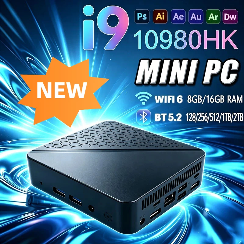 

2026 Windows I9 Mini PC Intel Core I9 10980HK Mini PC Computer SSD M.2 1TB 2TB RAM 16GB Wifi 6 BT5.2 Mini Desktop