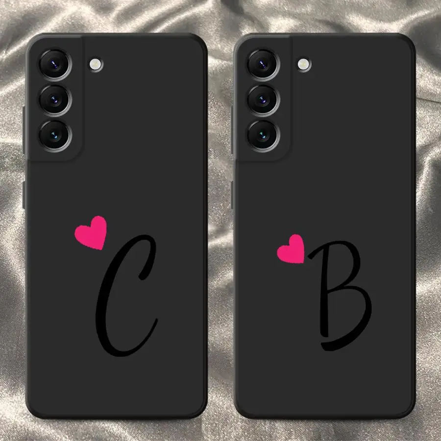 Initial Letter Heart Couples Case for Samsung Galaxy A15 A34 A11 A12 A22 A52 A36 A26 A24 A13 A14 A35 A16 A51 Phone Cover