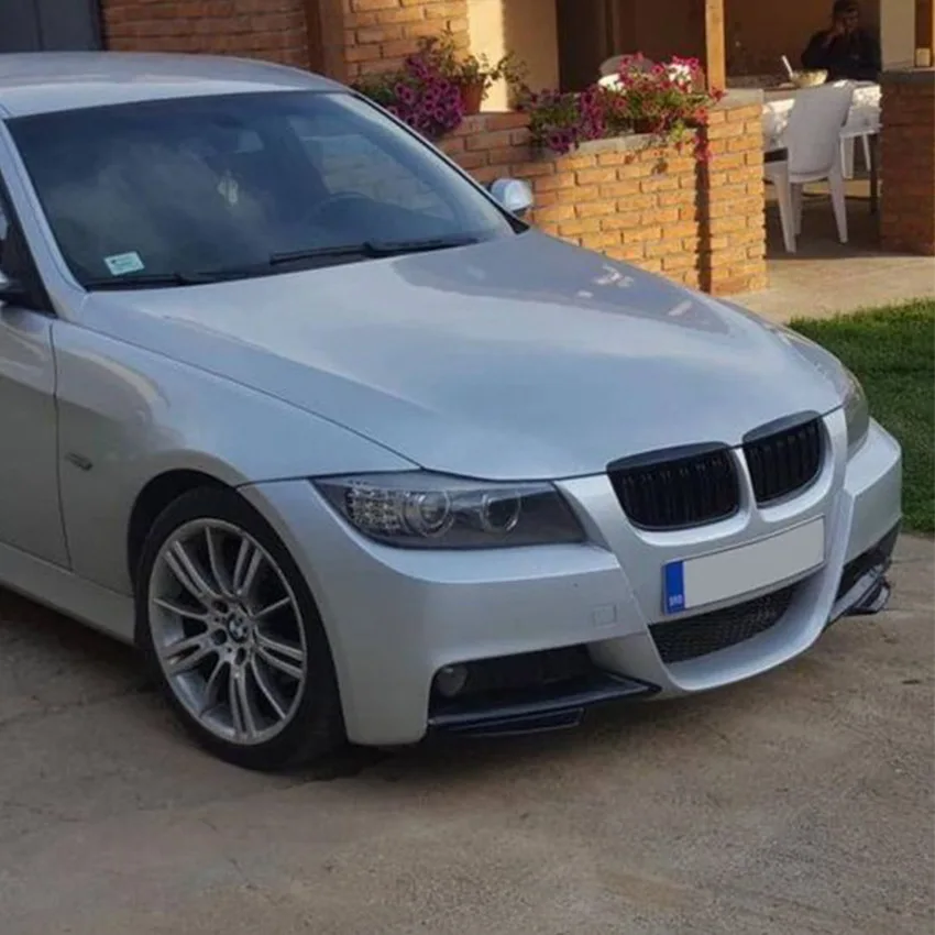 For BMW 3 Series E90 E91 M-Tech 320i 330i 2005-2008 Front Bumper Corner Splitter Diffuser ABS Plastic Gloss Black - view 2