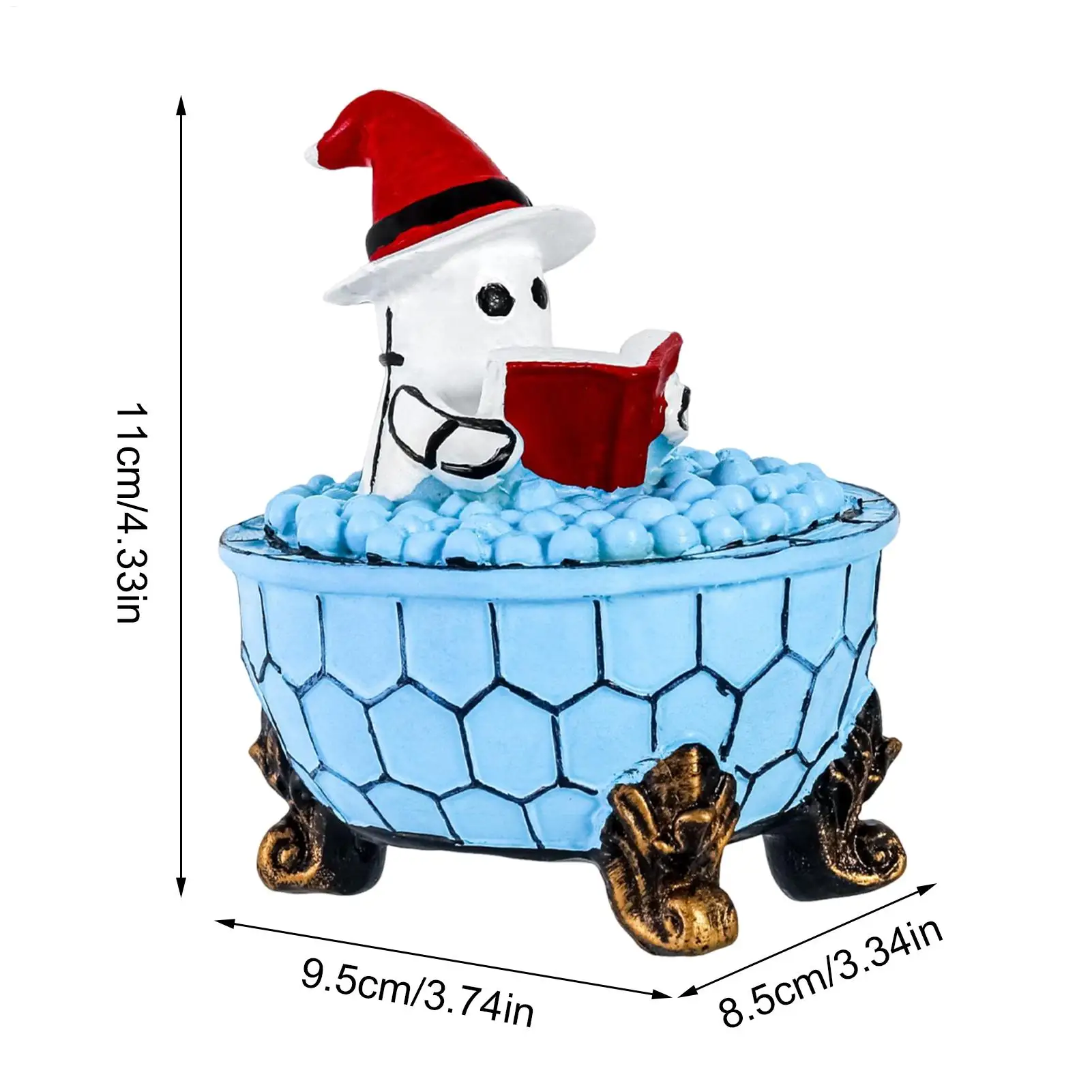 Ghost Lamp Bathtub Reading Book Decoration Figurine Halloween Night Light For Pathway Bedroom Kitchen Office Home House Window