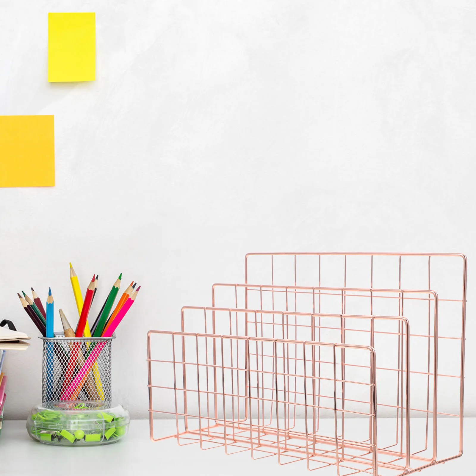 

Desktop File Organizer Iron Metal Mail Sorter for Desk with Slots Home Office Magazine Storage Rack Paper Holder Countertop