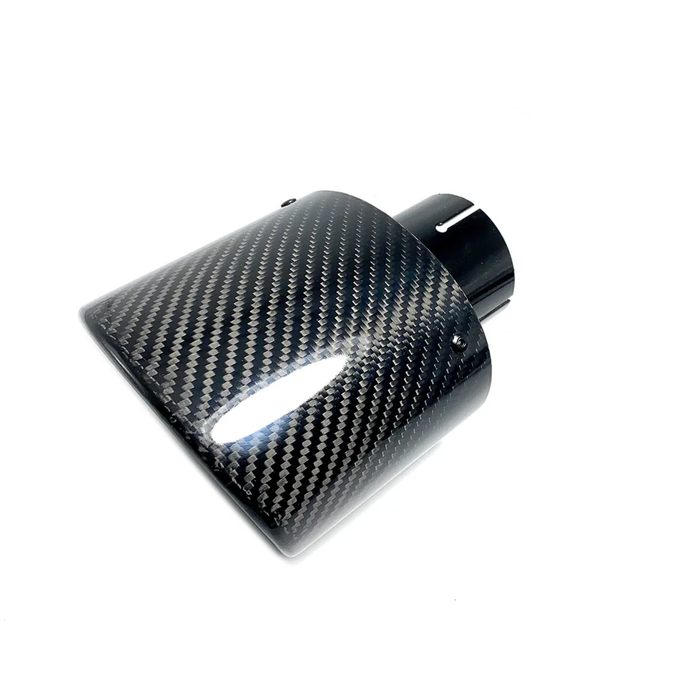 Oval Slanted Carbon black Exhaust Tips Glossy Muffler Exhaust Tip For Universal Akrapovic Carbon Muffler Pipes Tailpipe Trims