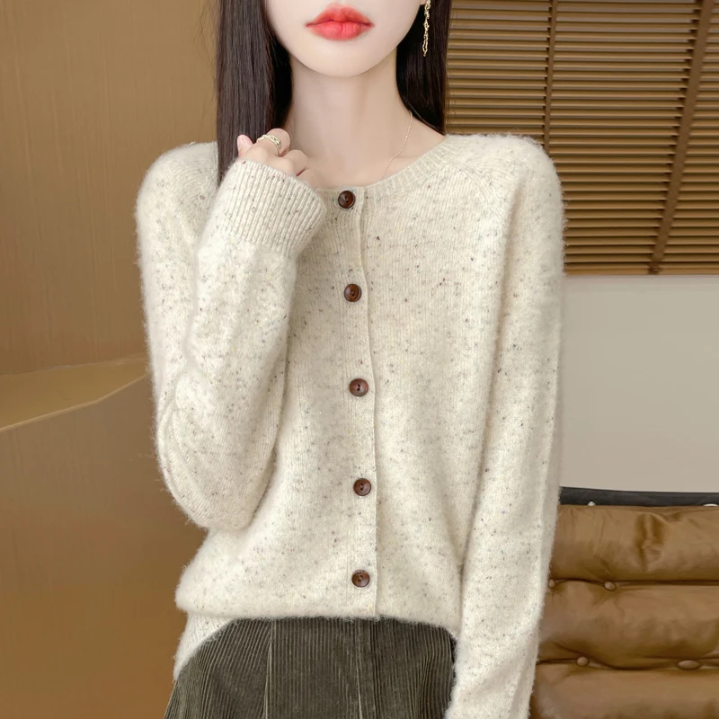 2024 Fashion 100% Merino Wool Sweater Cashmere Pullover O-Neck Long Sleeve Women Knitwear Autumn Winter Clothing Tops DMR239