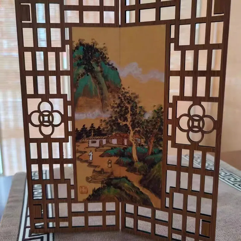 DIY Chinese Xuan Paper Art Screen - Wooden Display Stand for Calligraphy & Painting, Teahouse & Study Decor Cultural Ornament