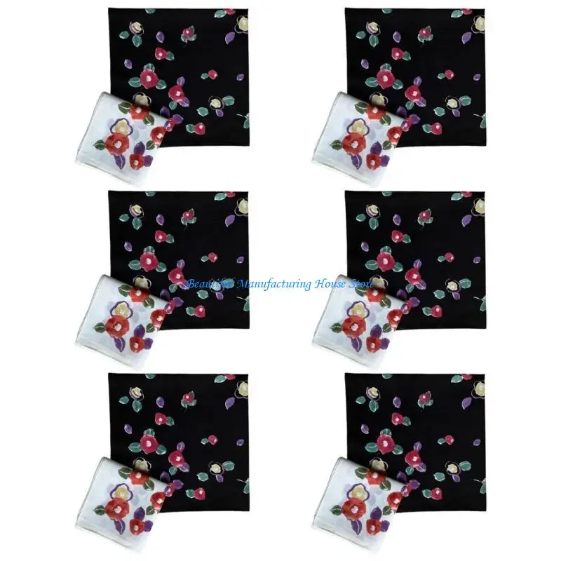 E56A Floral Pattern Sweat Absorbent Pocket Handkerchief for Sports and Outdoor Activity Soft and Absorbent Pocket Towel