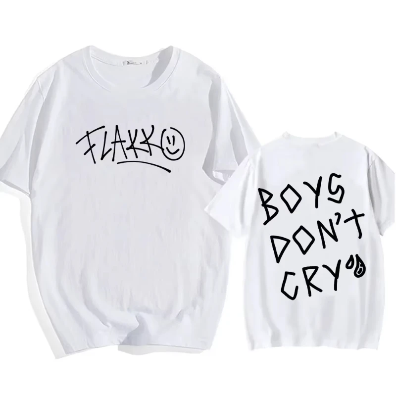 Camiseta Rels B Flakk Smile para Meninos, Camiseta Gráfica com Letras 'Don't Cry', Camiseta de Algodão Casual de Verão para Homens/Mulheres, Streetwea